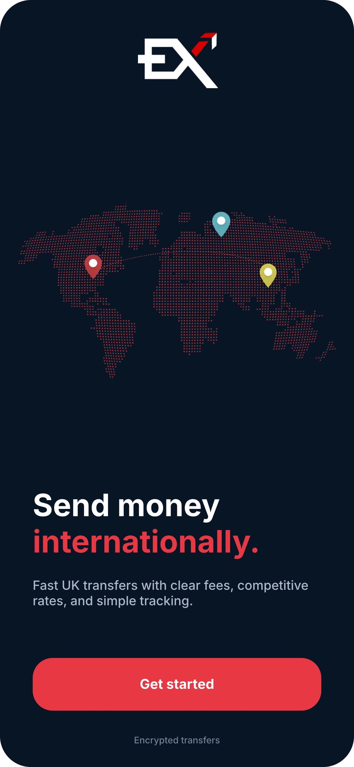 Express Remit app welcome screen